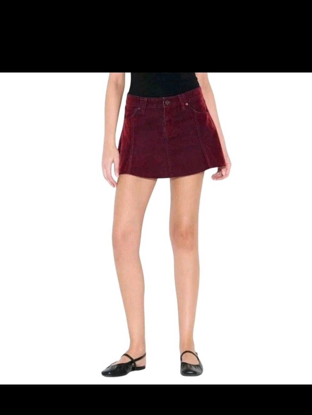 Wild Fable Burgundy Flocked Denim Mini Skirt Raw Hem New